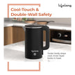 Lifelong 1.5L Electric Kettle – 1500W Stainless Steel Double Wall Kettle with Cool Touch Body, Auto Shut-Off & Overheat Protection (Black