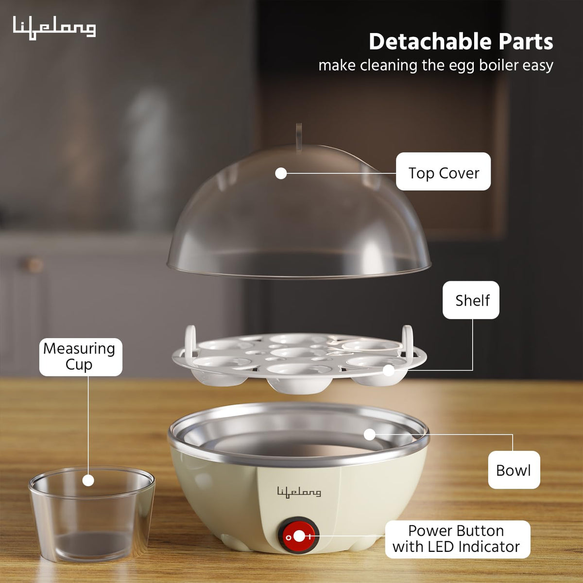 Lifelong Egg Boiler for 7 Eggs, 350 Watt | 3 Boiling Modes Hard, Medium & Soft