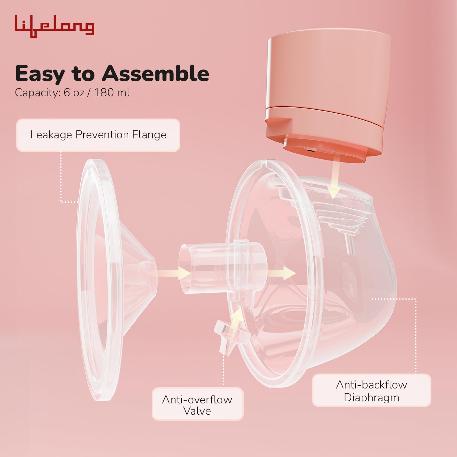 Lifelong Cuppy Wearable Breast Pump with Hands-Free Rechargeable Feeding Support