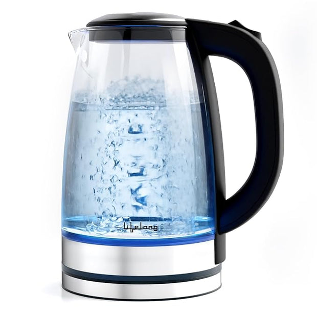 Glass Electric Kettle 1.8L – 1350W Borosilicate with LED Light & Auto Shut-Off