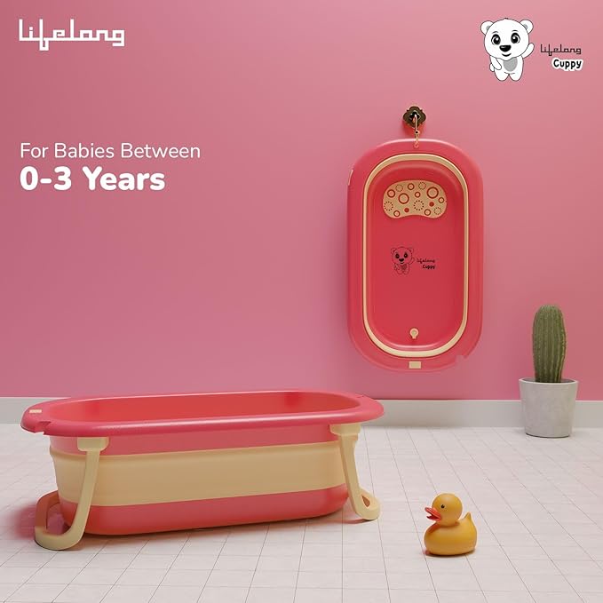 Lifelong Cuppy Baby Bath Tub – Foldable, Anti-Skid, BPA-Free Tub for 0–3 Years