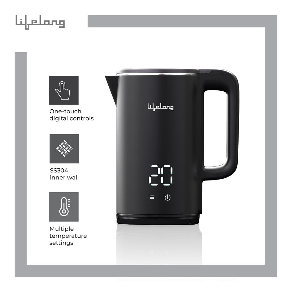 Lifelong Electric Kettle 1.8L | 1350W with 4 Preset Modes & Live Temperature Display