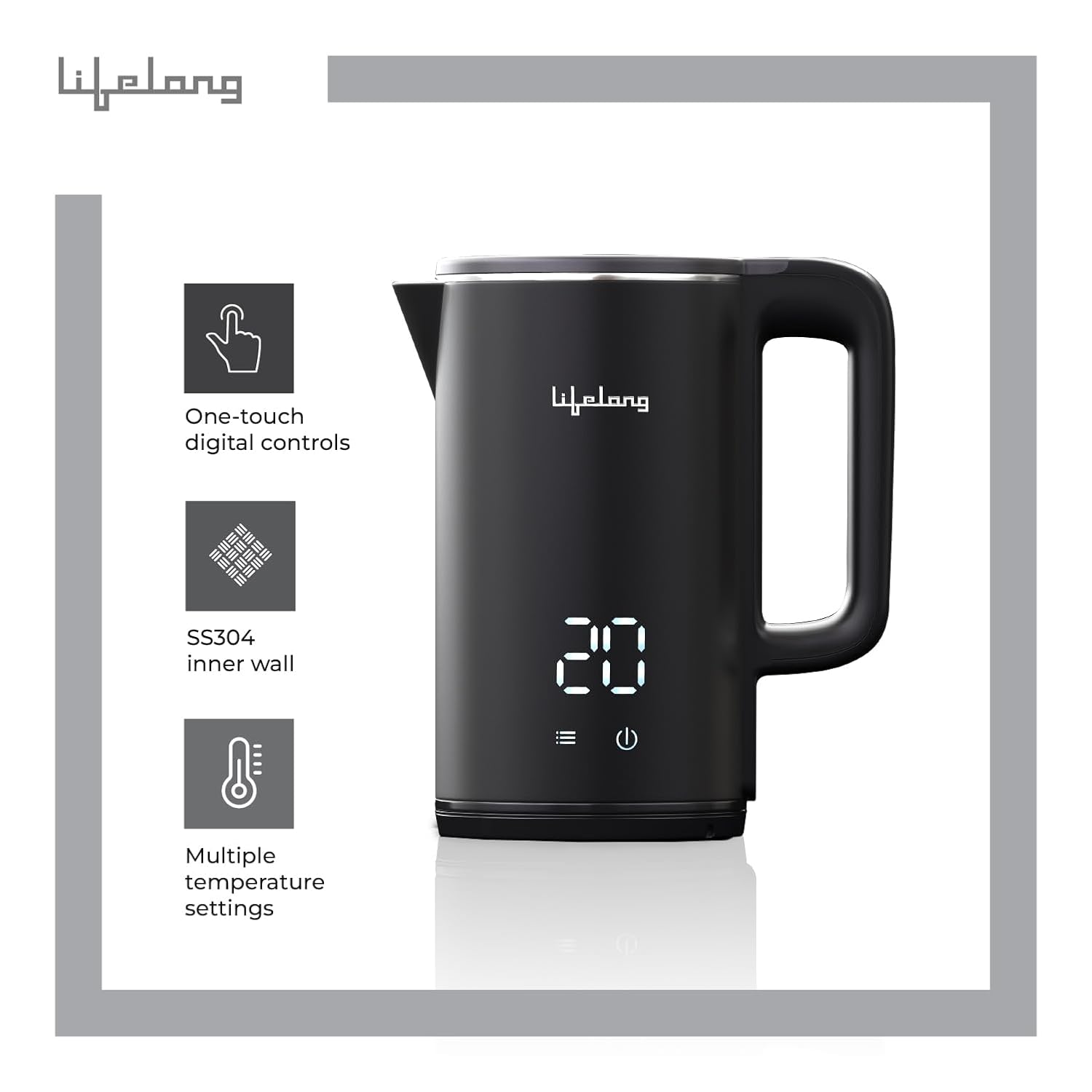 Lifelong Electric Kettle 1.8L | 1350W with 4 Preset Modes & Live Temperature Display