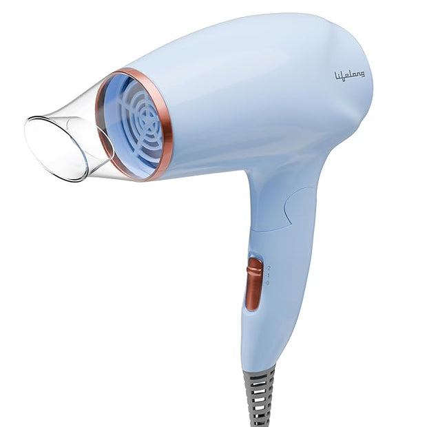 Lifelong 1200W Foldable Hair Dryer for Women & Men | Compact Travel Blow Dryer (Blue)