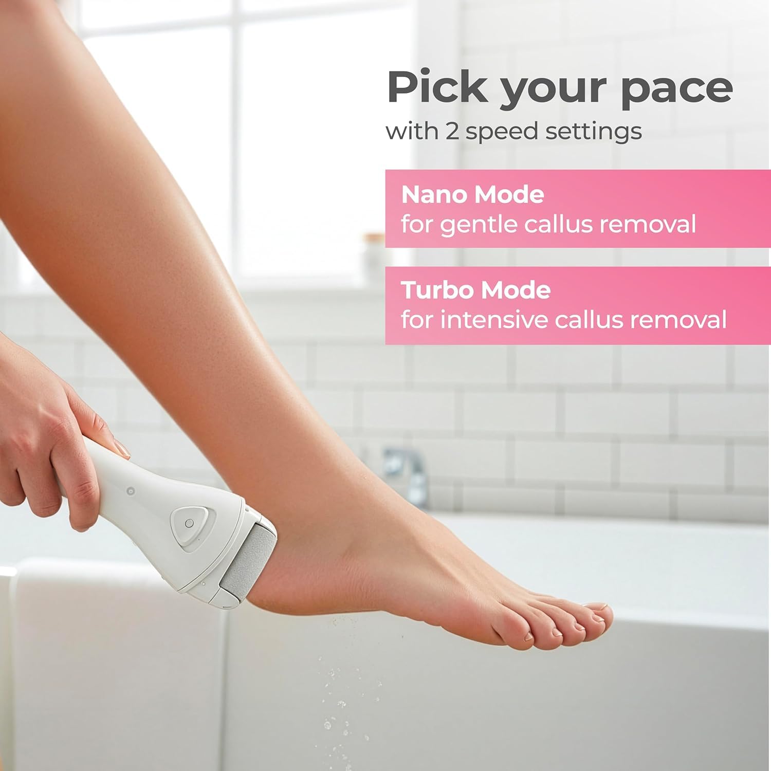 Lifelong Electric Callus Remover for Feet | Rechargeable Foot Scrubber with 3 Roller Heads, 2 Speeds & Waterproof Pedicure Machine
