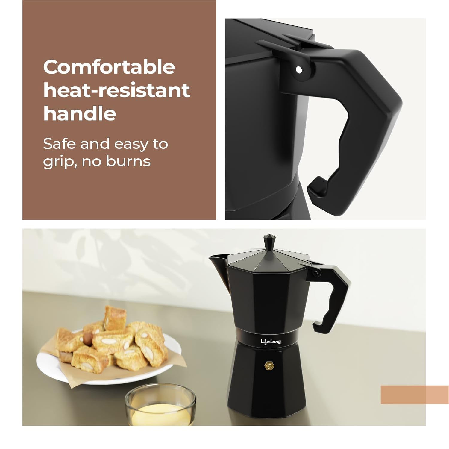 Lifelong Moka Pot 300ml | Stovetop & Induction Espresso Maker Machine