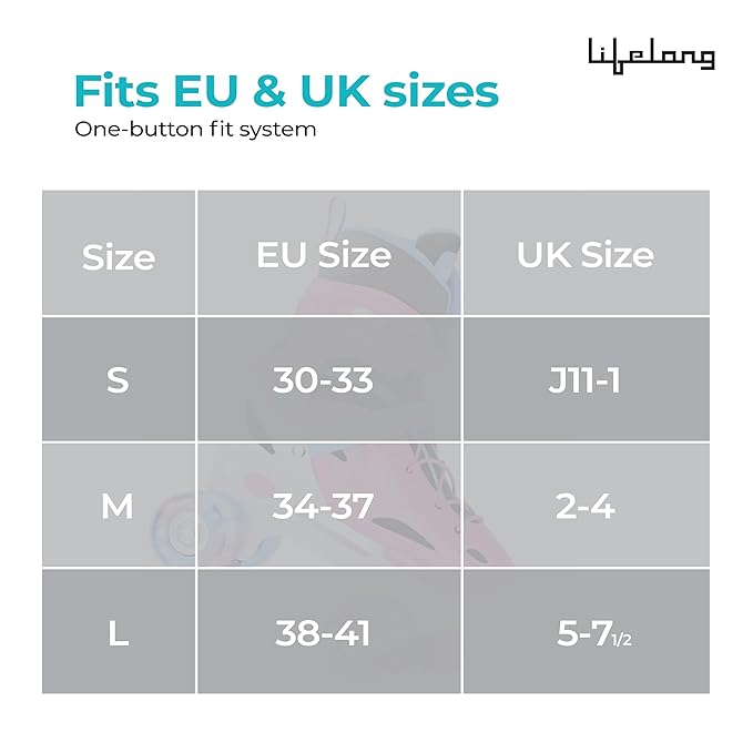 Lifelong Kids Adjustable Skating Shoes with LED Wheels – Inline Roller Skates with Safety Pads, Durable Frame & Adjustable Size (Pink, Euro 30–33, S)