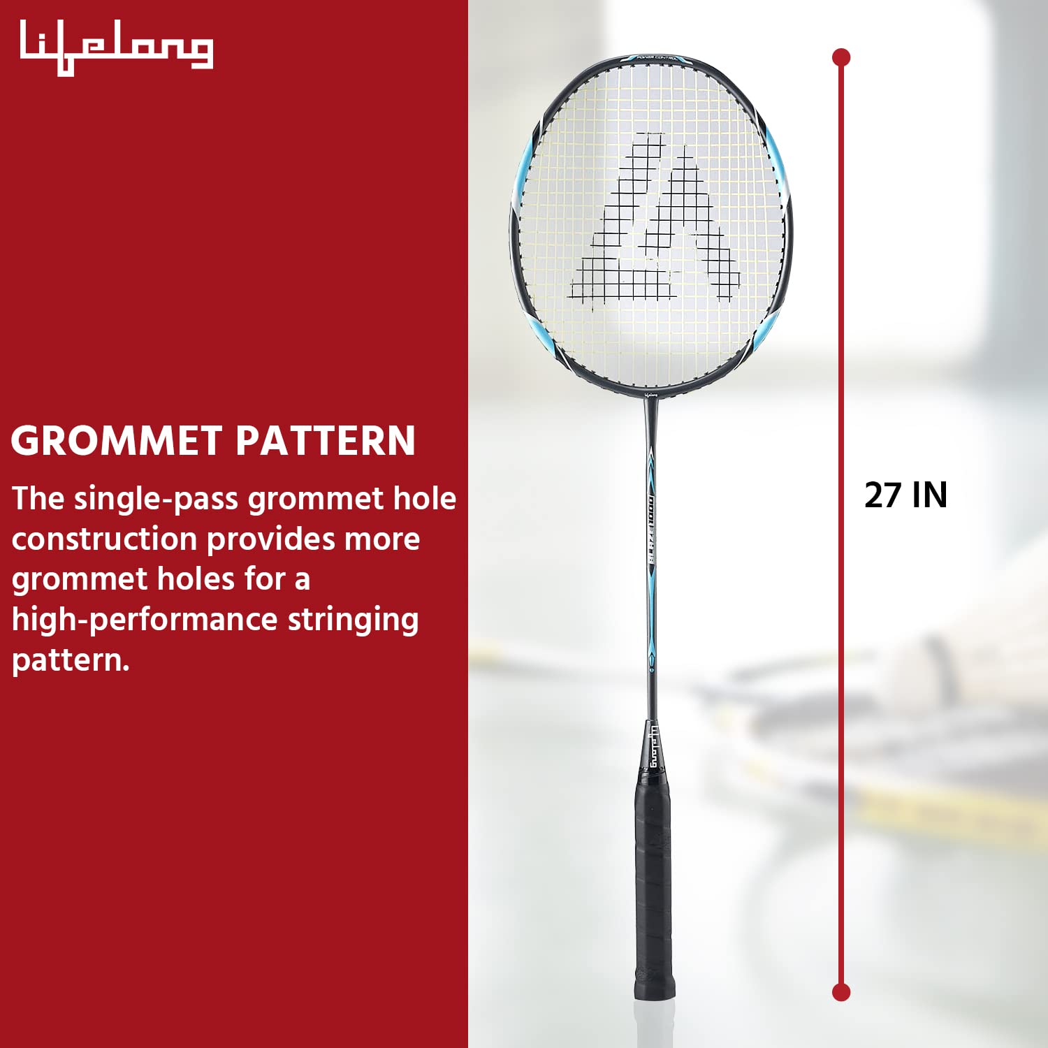 Lifelong Badminton Racquets Blaze1000 Single Piece Graphite Shaft (LLBDR91, Grey)
