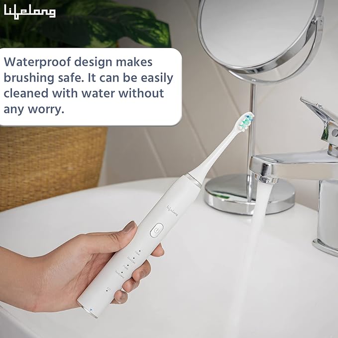 Rechargeable Electric Toothbrush with 3 Brush Heads & Camera – White (LLDC108)