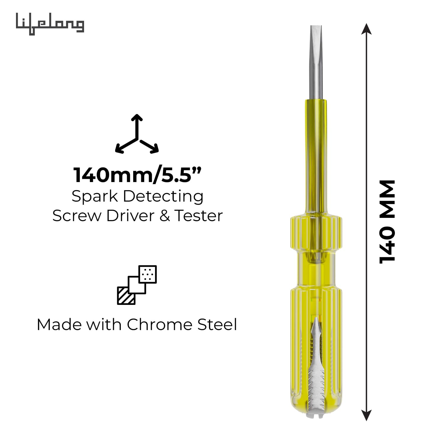 Lifelong Spark Detecting 2-in-1 Screwdriver 5mm | Voltage Tester & Flat Head