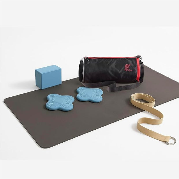 Lifelong Yoga Combo Set of 6 – 4mm Yoga Mat, 6ft Belt, Yoga Block, 2 Knee Pads & Gym Bag for Men & Women