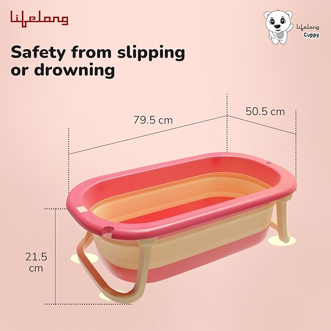 Lifelong Cuppy Baby Bath Tub – Foldable, Anti-Skid, BPA-Free Tub for 0–3 Years