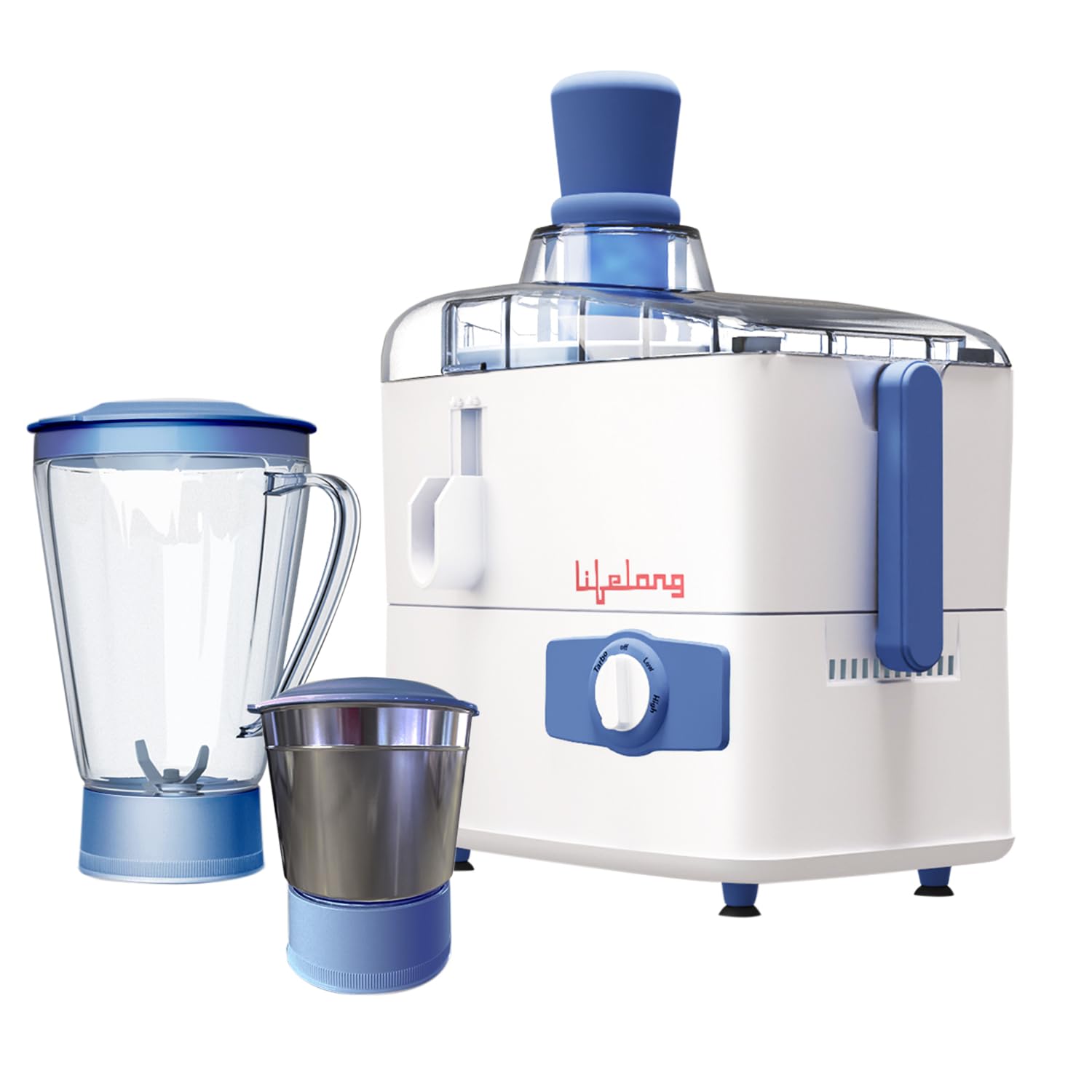 Lifelong Juicer, Mixer & Grinder for Kitchen | 2 Jars 450 Watt Mixie with Liquidizing and Multipurpose Grinding Jar |Blender for Juices, Chutneys & Masalas with Stainless Steel Blades, 2-Speed Control