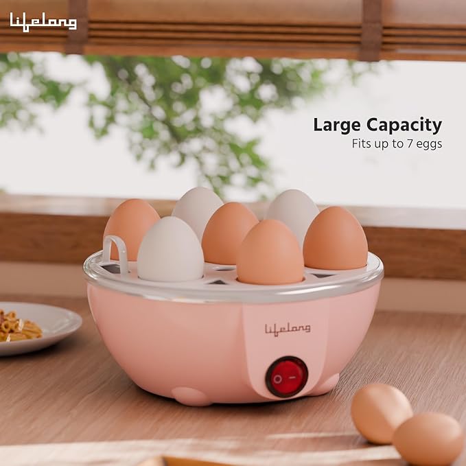 Lifelong 7 Egg Boiler – 3 Boiling Modes, Auto Shut-Off, One-Touch (LLEEB09)