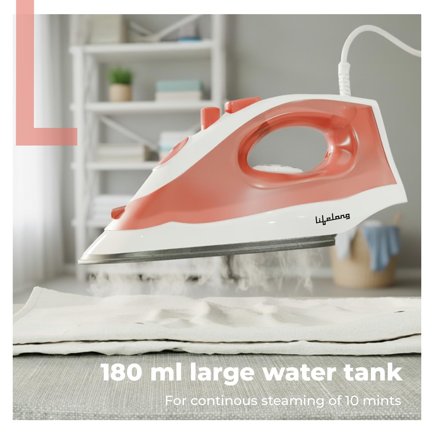 Lifelong Steam Iron for Clothes | 1300W Iron Press with Vertical Steaming & Non-Stick Soleplate