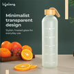 Lifelong 1L Motivational Water Bottle | Transparent Frosted Glass with Time Marker | Leak Proof Screw Lid with Carry Loop | BPA Free | Reusable Drinking Bottle for Office, School, College, & Travel