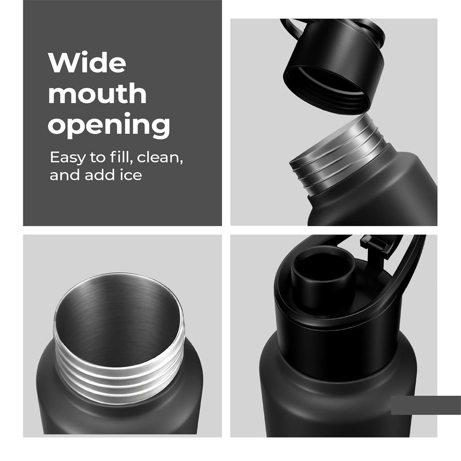Lifelong 950ml Stainless Steel Water Bottle – Leak-Proof, Durable, Black
