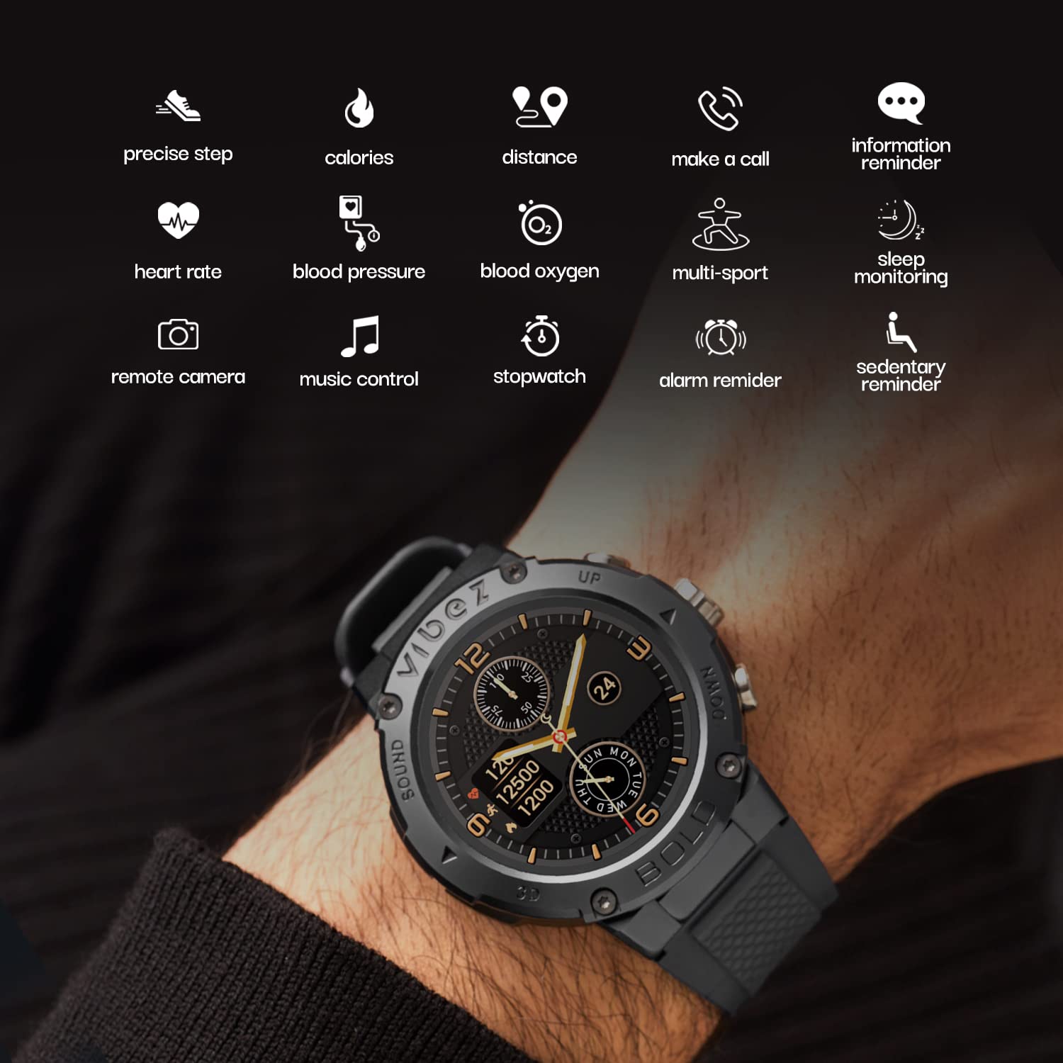 Vibez by Lifelong Bold Smartwatch For Men Bluetooth Calling 1.32