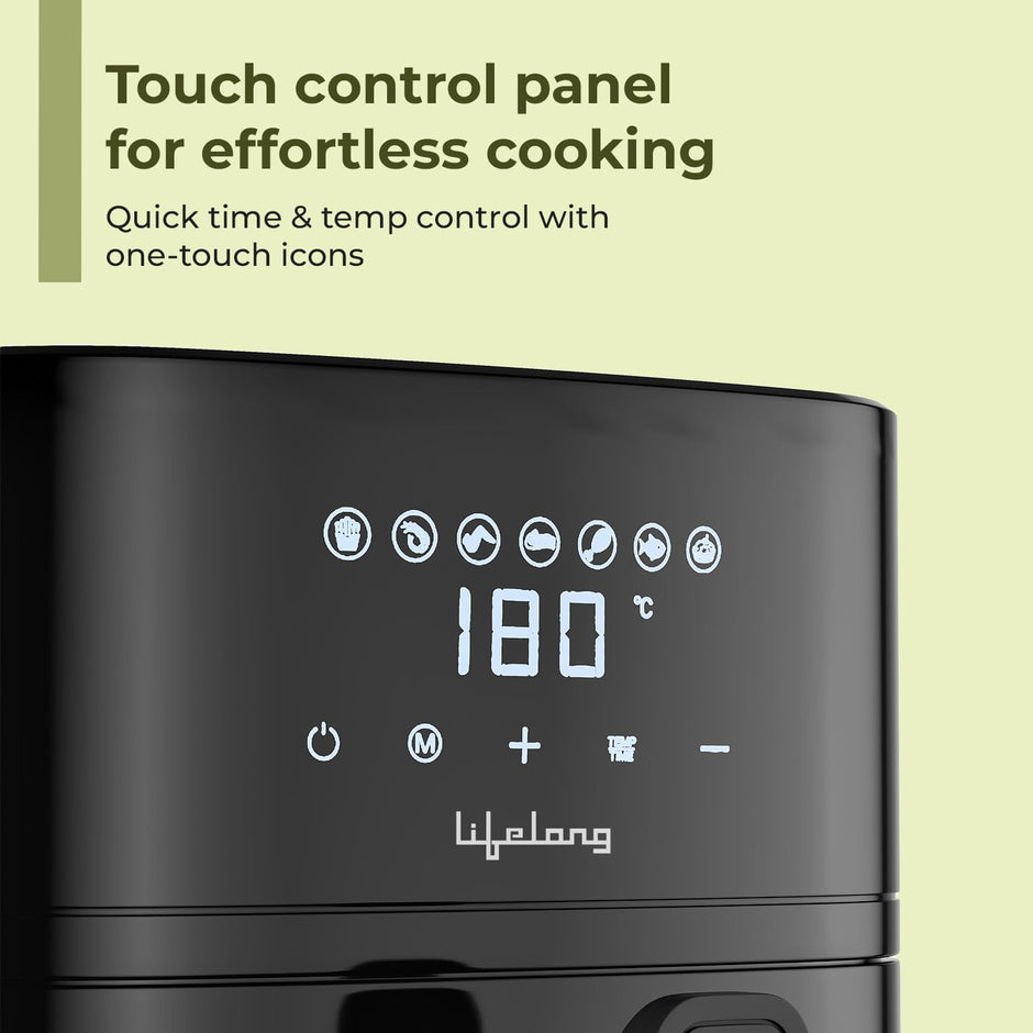 Lifelong 4.2 Litre Digital Air Fryer | Detachable Handle, Touch Control & Non-Stick Basket