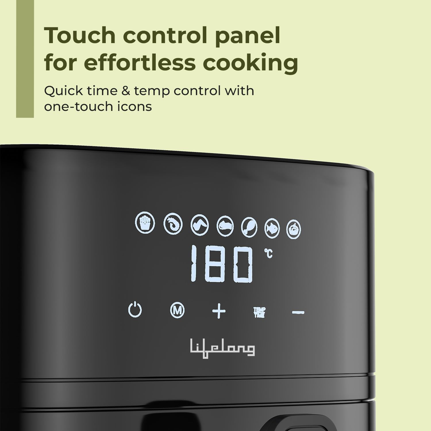 Lifelong 4.2 Litre Digital Air Fryer | Detachable Handle, Touch Control & Non-Stick Basket
