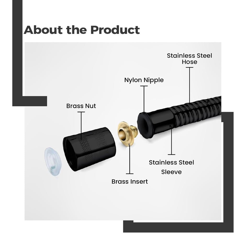 Bathroom Jet Spray – High Pressure Health Faucet with Hose & Wall Hook (Black)