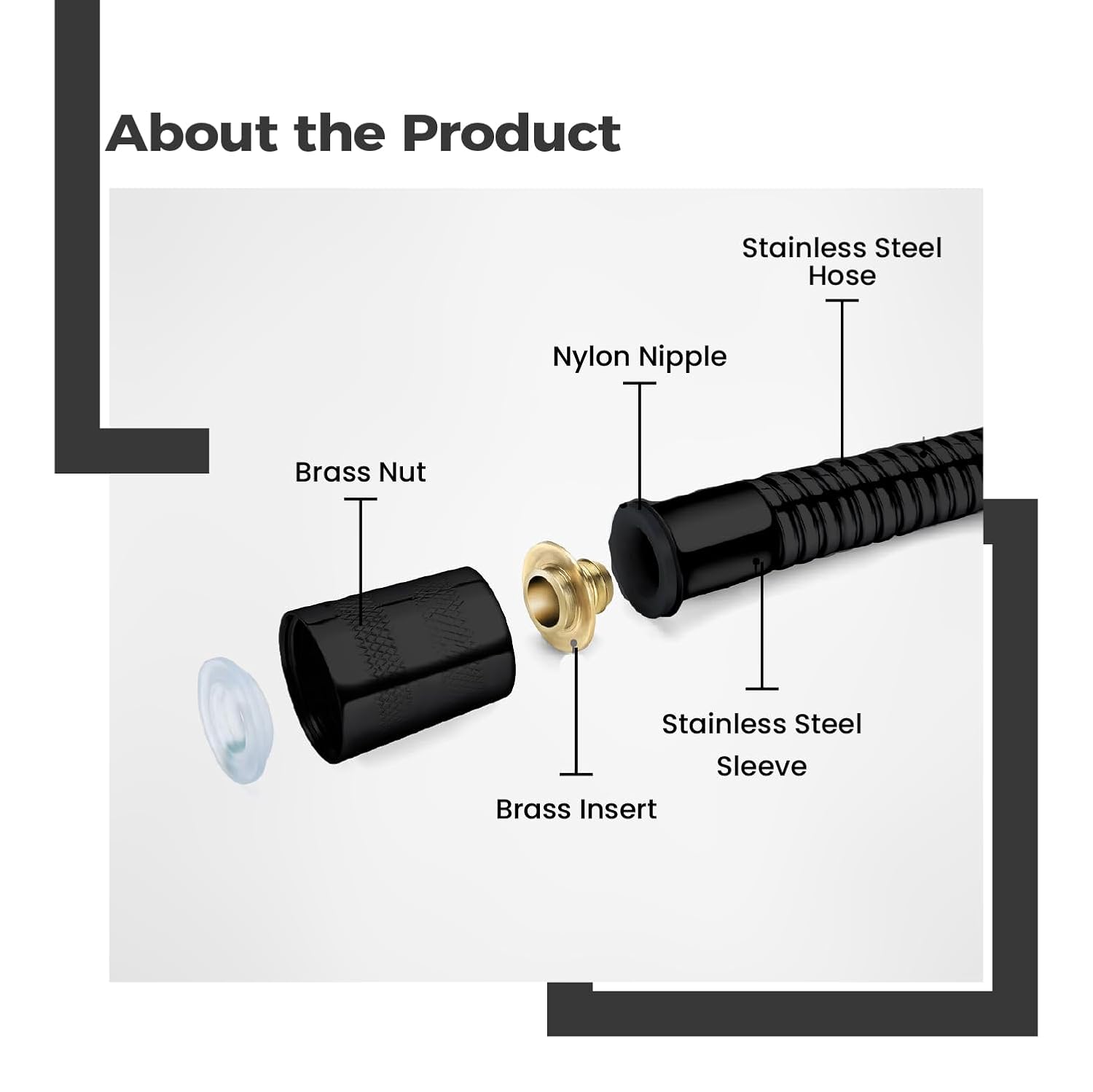 Bathroom Jet Spray – High Pressure Health Faucet with Hose & Wall Hook (Black)