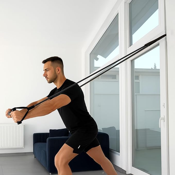 Lifelong Resistance Tube – 10KG Light Resistance, Foam Grip Exercise Band with Door Anchor (Red)