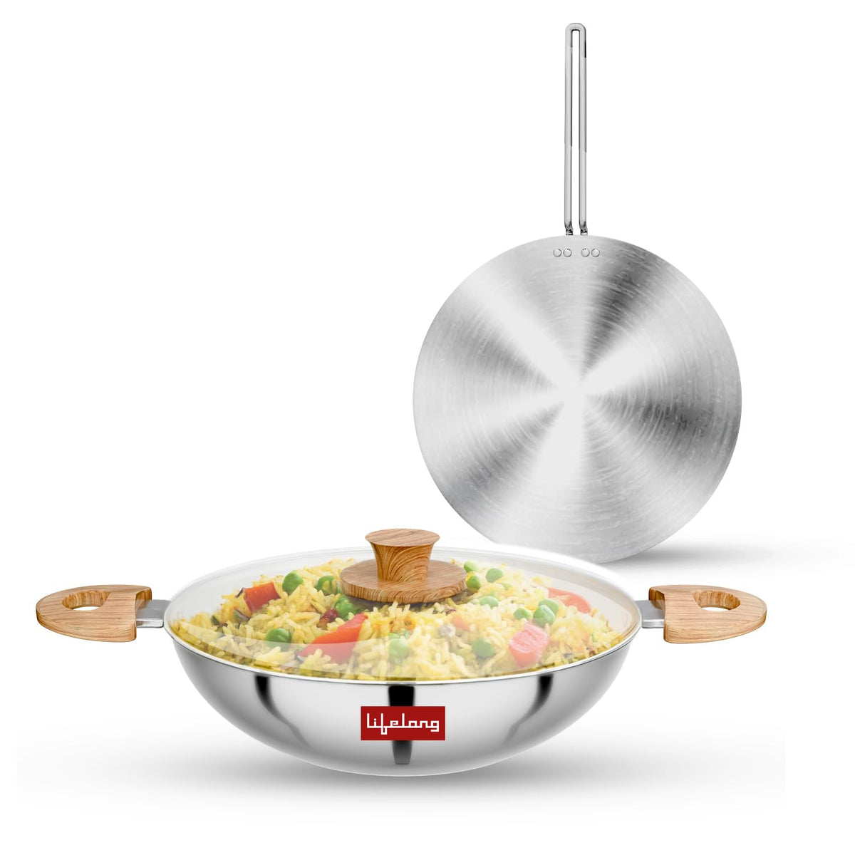TriPly Cookware Combo Set with Kadhai, Lid and Roti Tawa