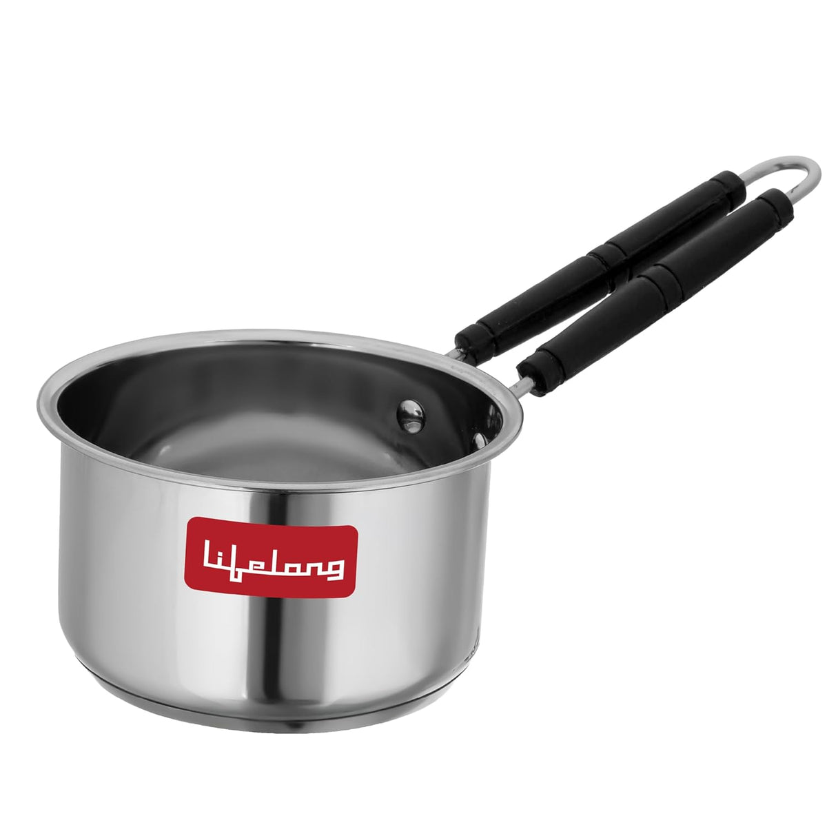 Lifelong Stainless Steel Heavy Bottom Saucepan with Glass Lid | 16cm, 2.25 L | Induction & Gas Stove Compatible | Saucepan with Handle & Knobs | Tea, Milk-Boiling Pot (LLSSP16, Silver)