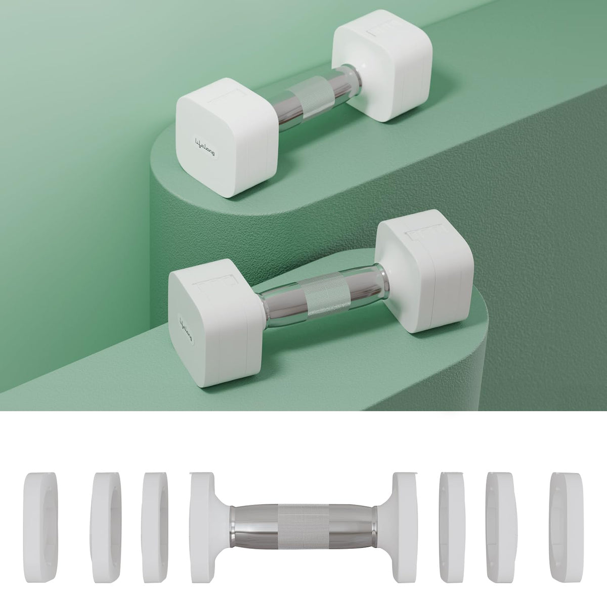 2-5kg Adjustable Dumbbell Pair, White