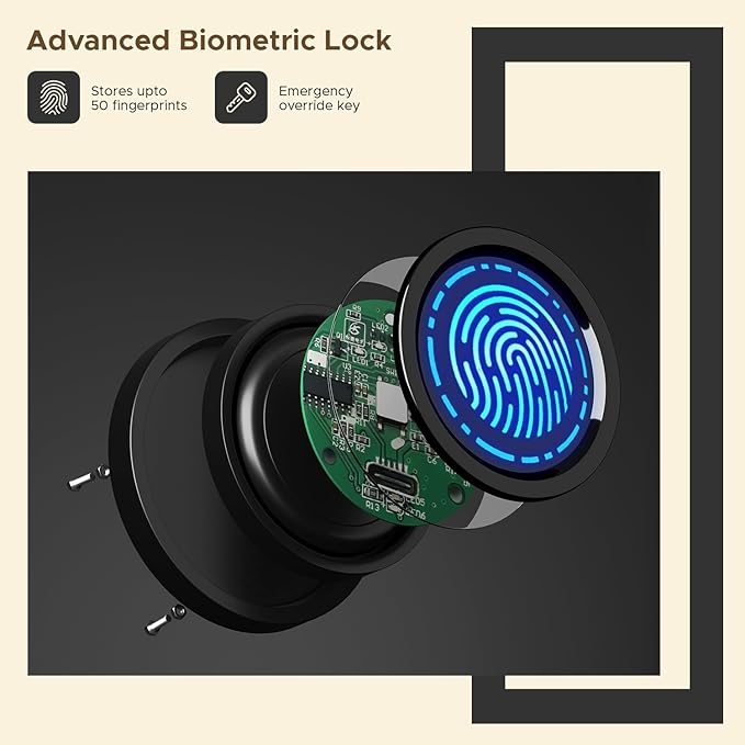 Lifelong 56L Fingerprint Safe Locker – Steel Body, LED, Multi-Access Modes