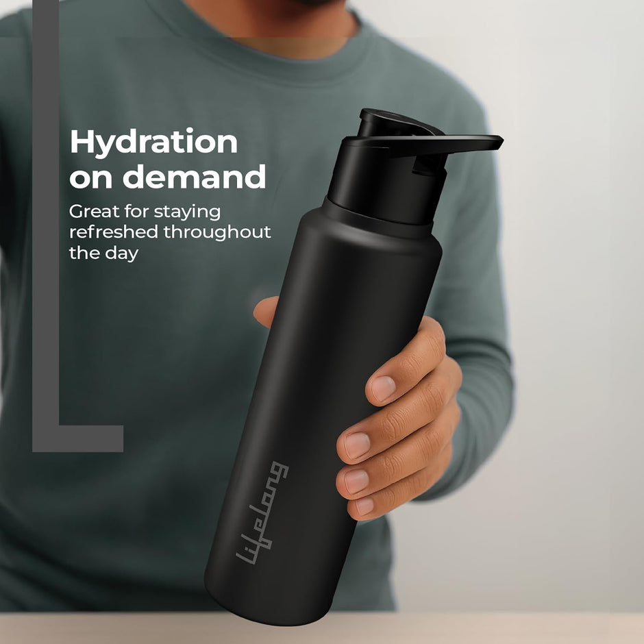 Lifelong 950ml Stainless Steel Water Bottle – Leak-Proof, Durable, Black