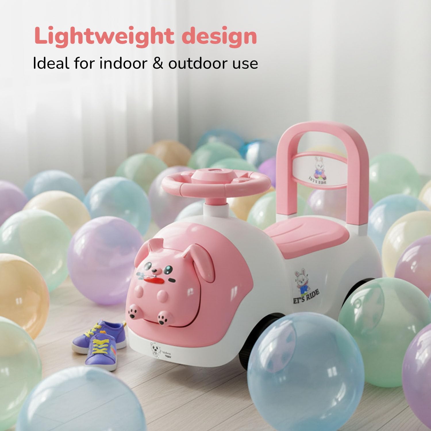 Lifelong Bunny Push Ride-On Toy Car for Kids 1-4 Yrs