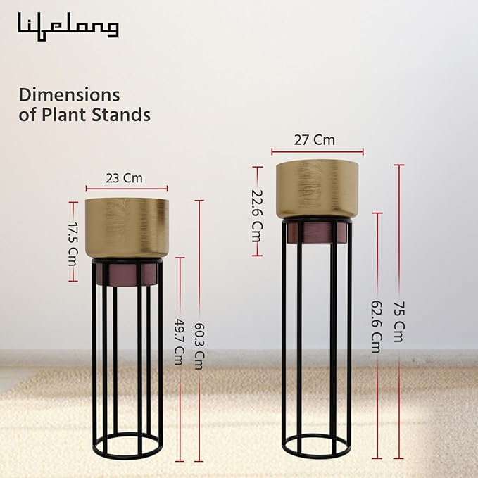 Metal Plant Stand Set of 2 – Indoor & Outdoor Anti-Rust Pot Holders (30Kg Capacity)
