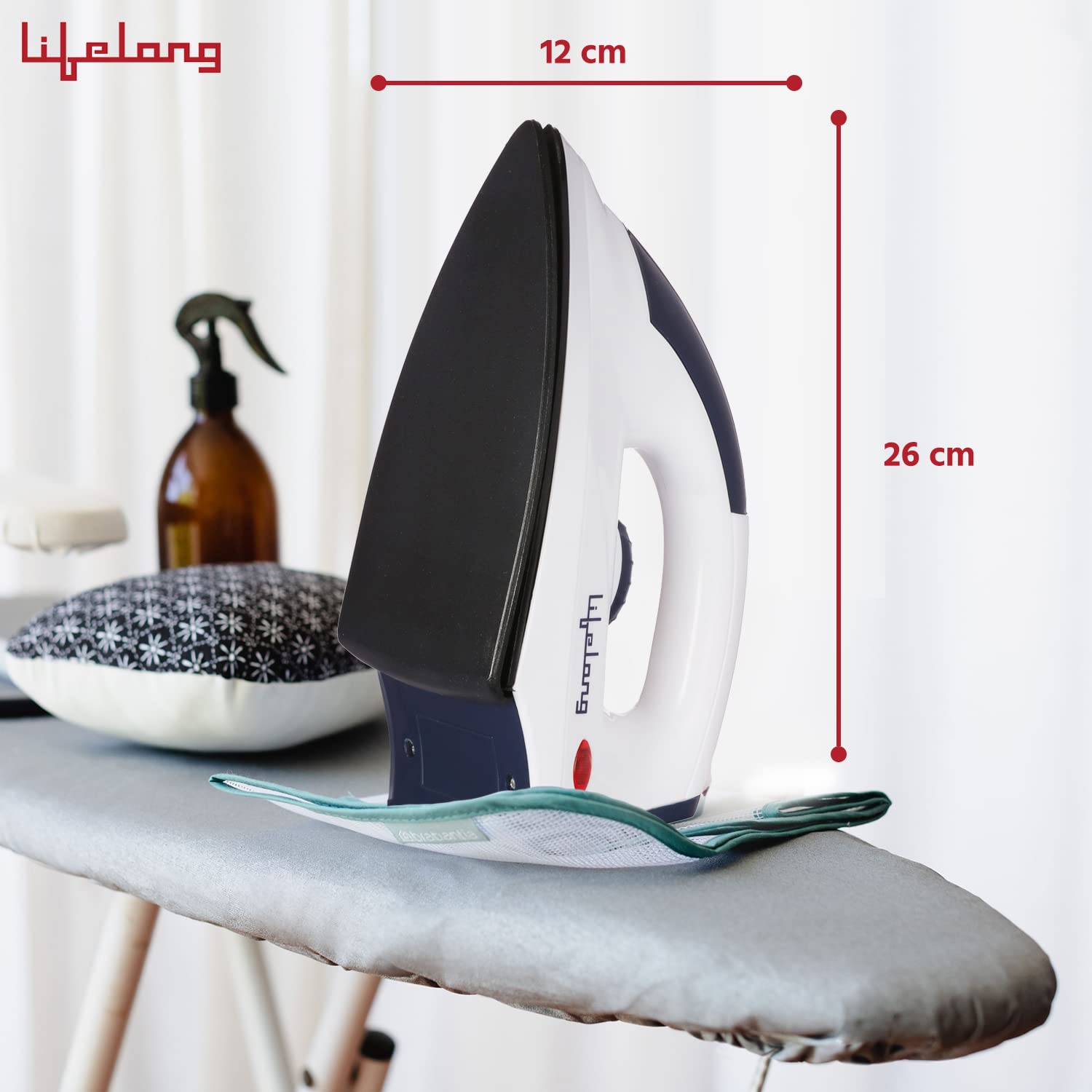 Lifelong 1000W Dry Iron | Lightweight Electric Iron with Non-Stick Soleplate, Adjustable Temperature Control & Power Indicator | Compact| 2 Year Warranty | Blue & White (LLDI30)