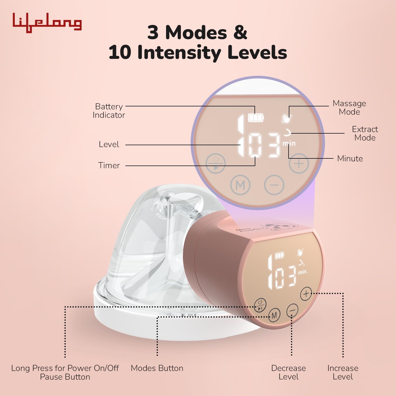 Lifelong Cuppy Wearable Breast Pump with Hands-Free Rechargeable Feeding Support