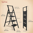 Lifelong 4 Step Steel Ladder with Handle, Foldable Portable Stool for Home, Kitchen & Office Use