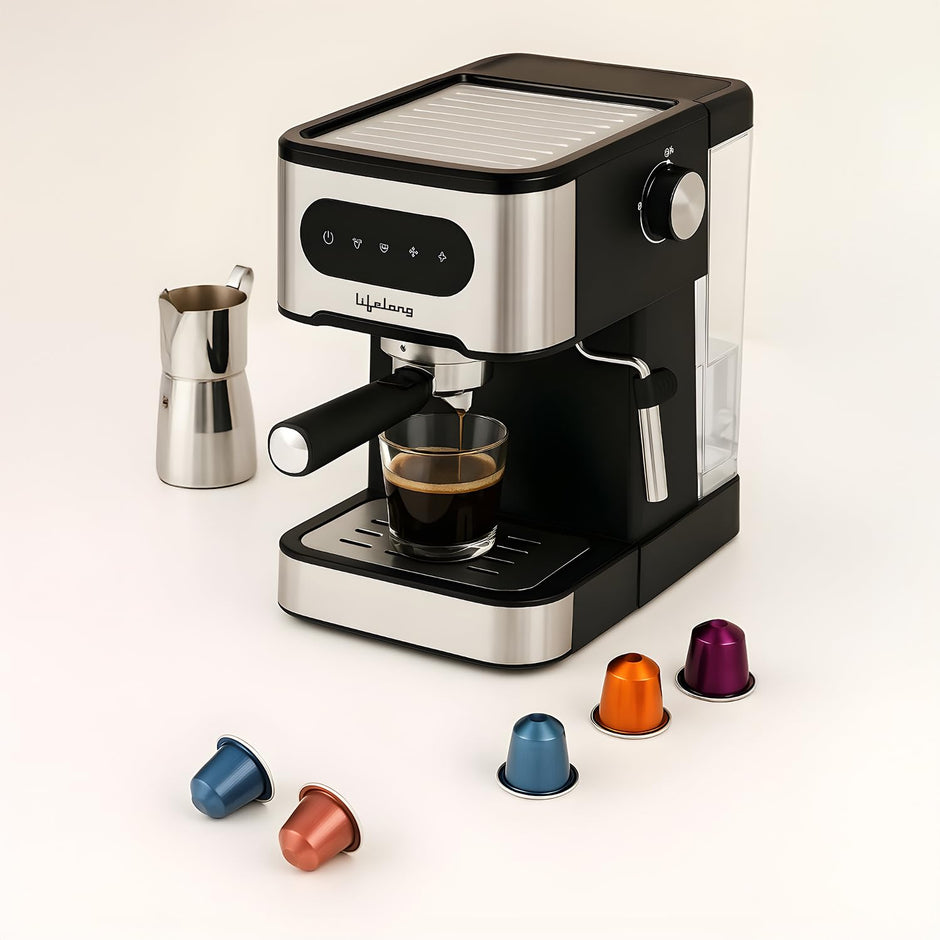 Lifelong 1350 W Digital Espresso Coffee Maker & Cold Brew Coffee Machine
