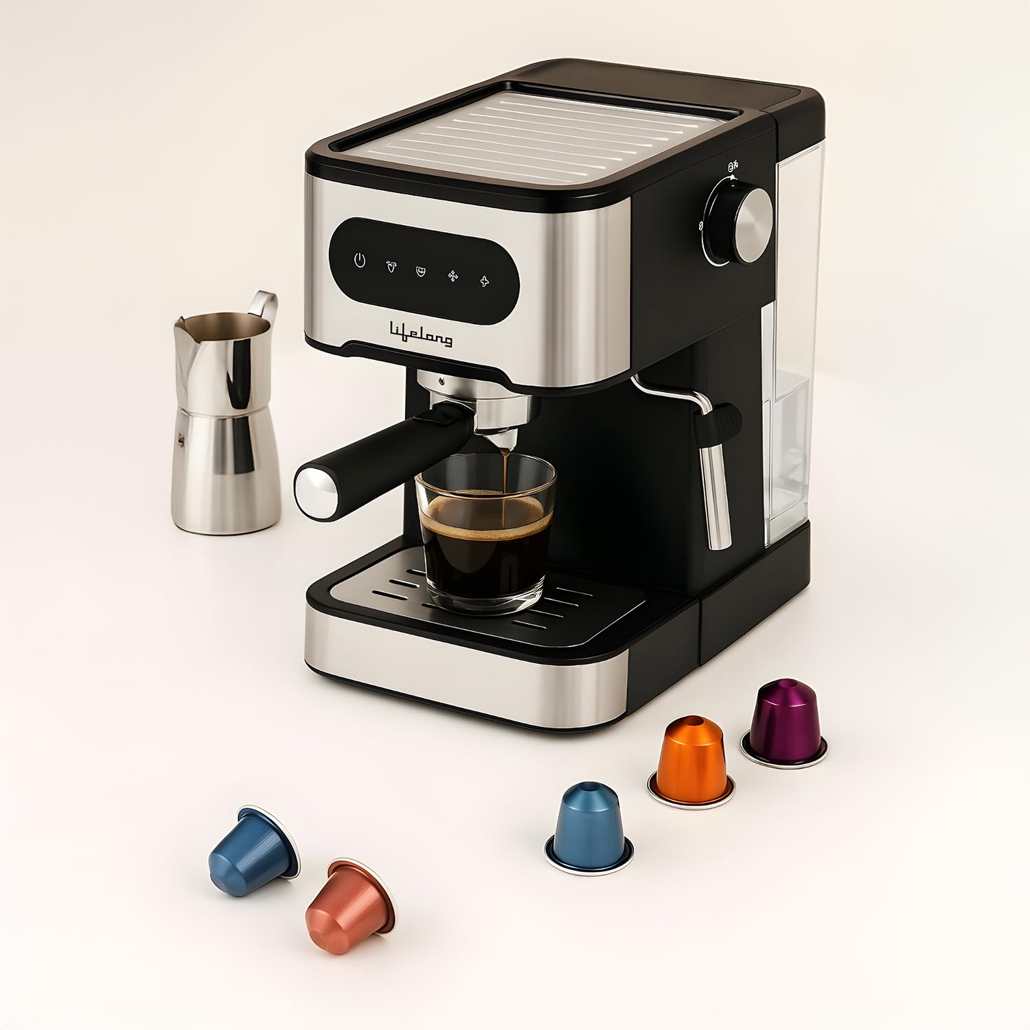 Lifelong 1350 W Digital Espresso Coffee Maker & Cold Brew Coffee Machine