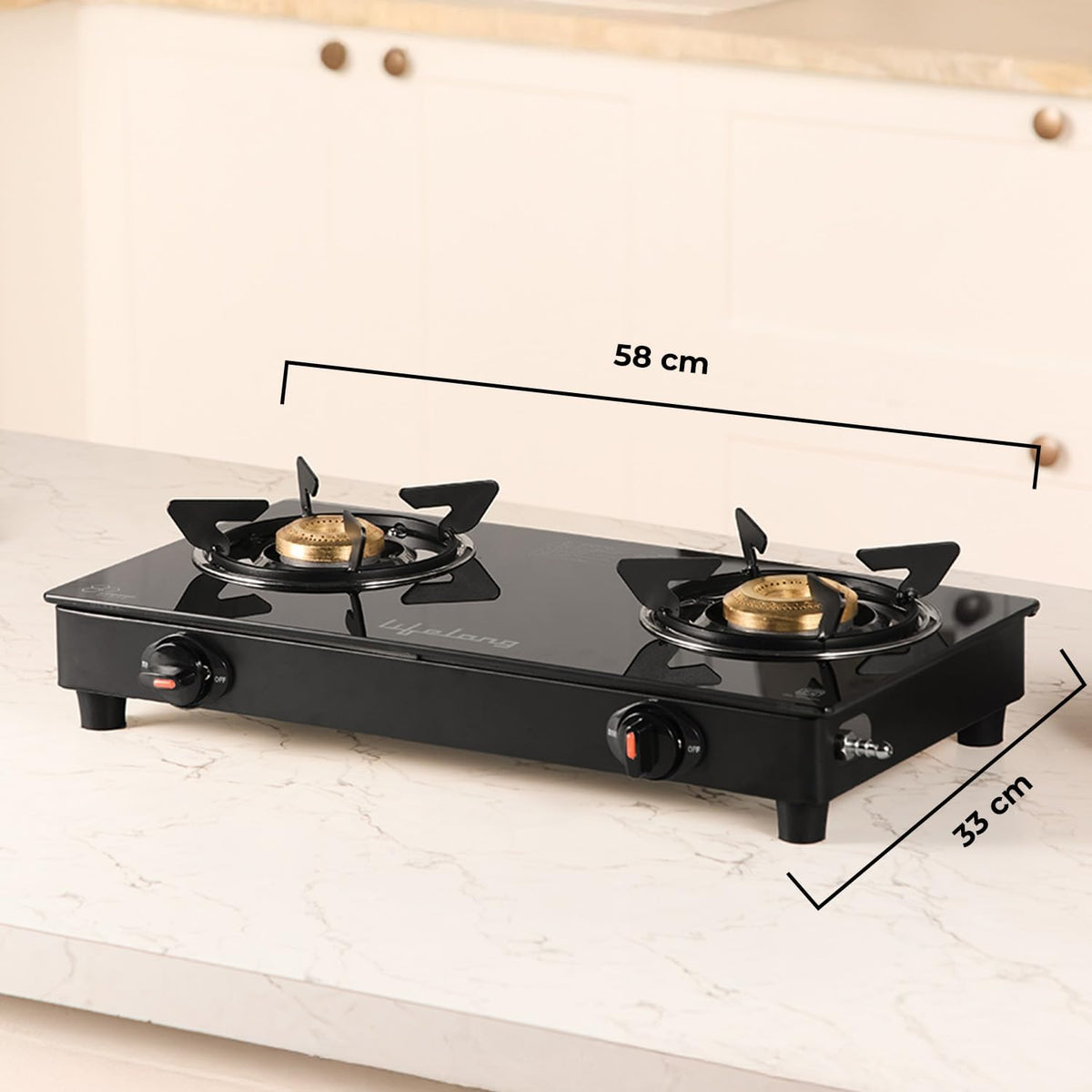 2 Burner Glass Gas Stove with Gas Lighter