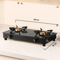 2 Burner Glass Gas Stove with Gas Lighter