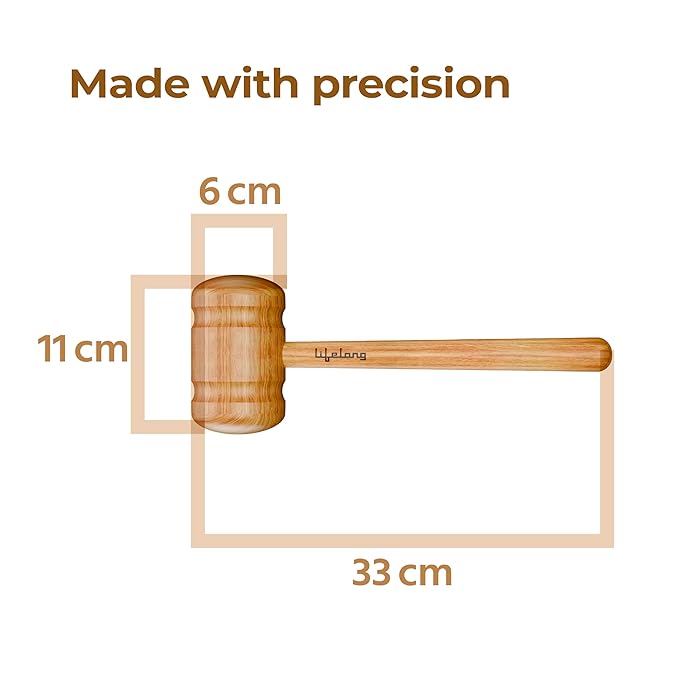 Lifelong Wooden Bat Mallet – Dual-Sided, Durable Wood, Balanced for Cricket