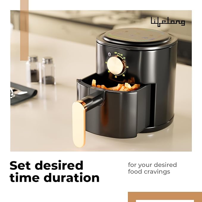 Lifelong 3.5L Small Air Fryer – Rapid Air Cooking, 90% Less Oil, 750W (Black)