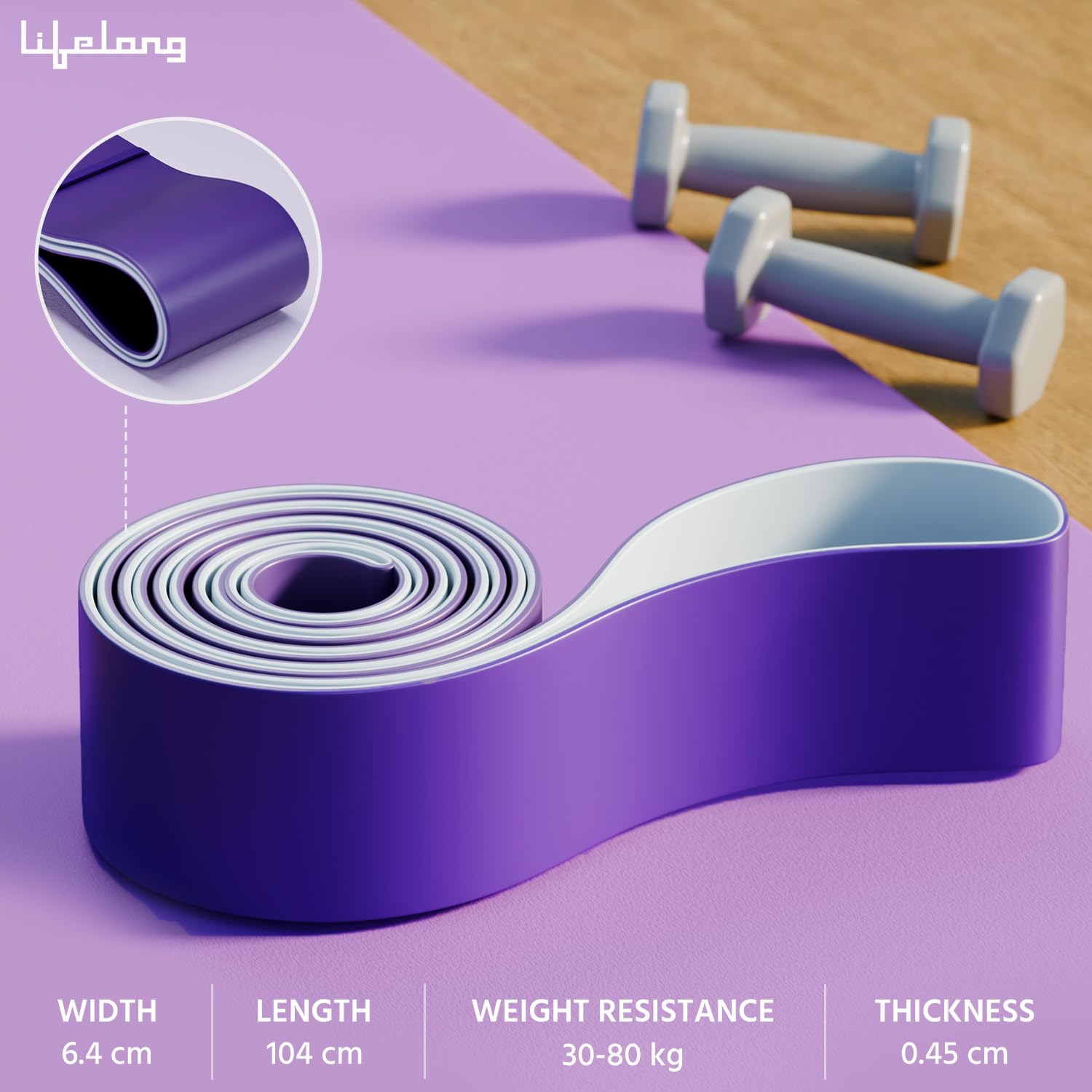 Lifelong Natural Rubber Resistance Band for Workout | 7 to 16 KG: Extra Light