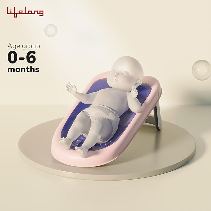 Lifelong Cuppy Baby Bath Chair for Newborns 0–6 Months | Foldable & Anti-Slip