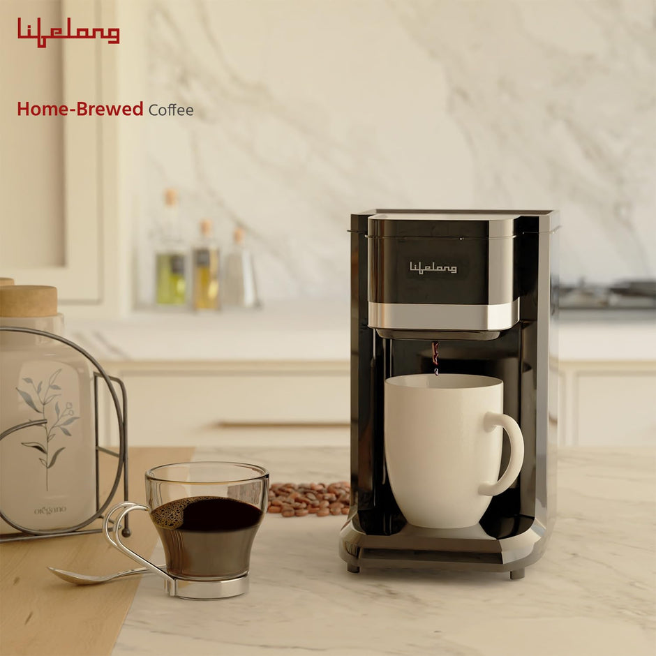 Lifelong Single Cup Coffee Maker- 350 W Coffee Machine for Single Serve