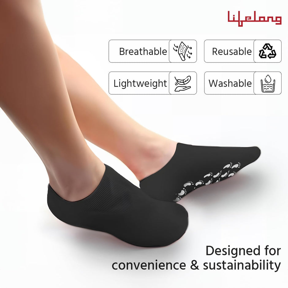 Lifelong Foot Spa Silicon Socks | Spa Socks for Women | Silicon Socks for Men & Women | Moisturizing Socks | Socks for Cracked Heels | Inner Gel Lining | Free Size