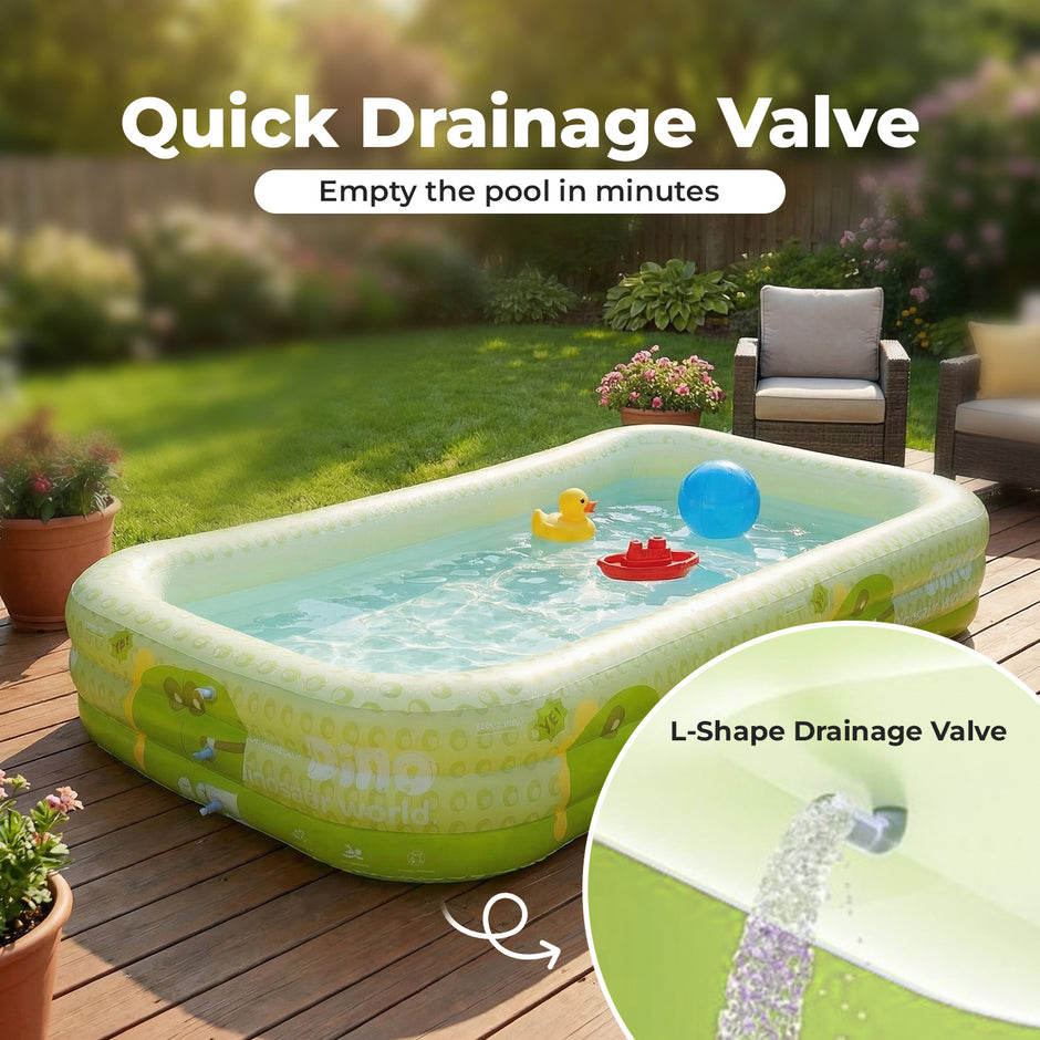 10FT Inflatable Family Swimming Pool-Heavy-Duty PVC, Quick Inflation, Leak-Proof Design, Spacious for Kids, Adults & Pets, Outdoor Backyard Summer Fun