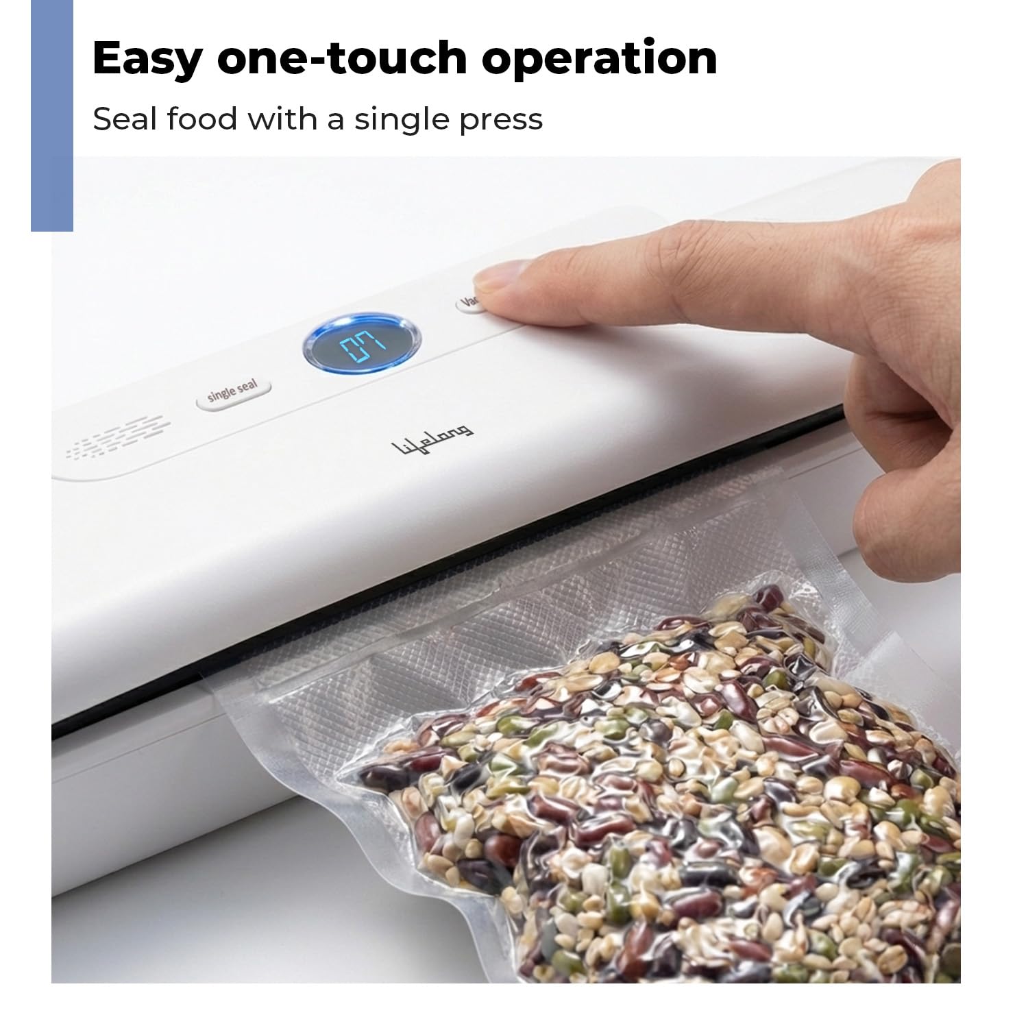 Lifelong Vacuum Sealer Machine for Food Packing with Vacuum Bags | Automatic Seal with Compact Design & Digital Display | Portable Food Sealer, One-Touch Operation, Airtight Storage Preservation
