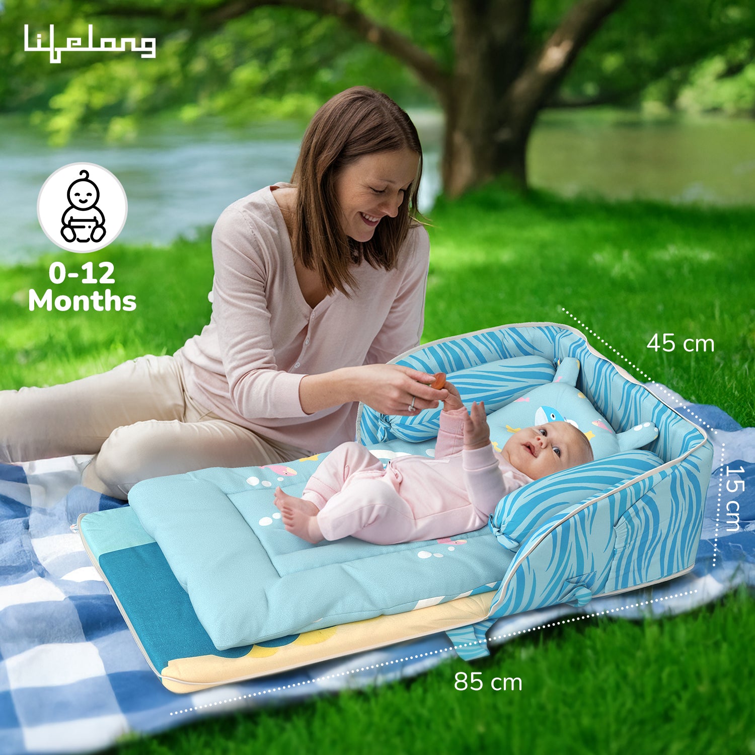 Lifelong Cuppy Baby Nest Lite | Portable & Foldable Infant Bed for Newborns | Soft, Cozy & Travel-Friendly Baby Sleeping Carry Bed
